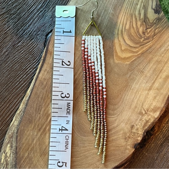 Handmade Beaded Fringe Earrings - Picture 6 of 6